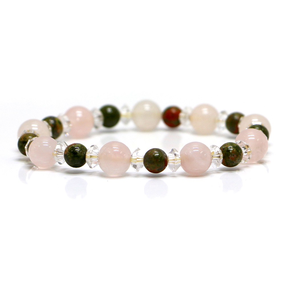 Rakuten - ローズクォーツ＆ユナカイトのコンビブレスレット【天然石・パワーストーン・Bracelet恋愛運】