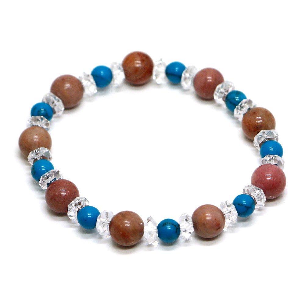 ピーモンタイト＆ハウライトターコイズのコンビブレスレット【天然石・パワーストーン・Bracelet恋愛運】