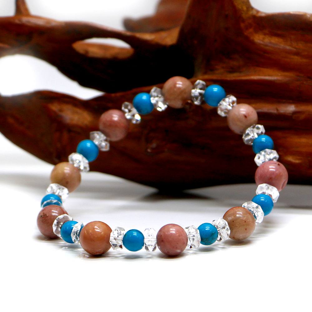 ピーモンタイト＆ハウライトターコイズのコンビブレスレット【天然石・パワーストーン・Bracelet恋愛運】