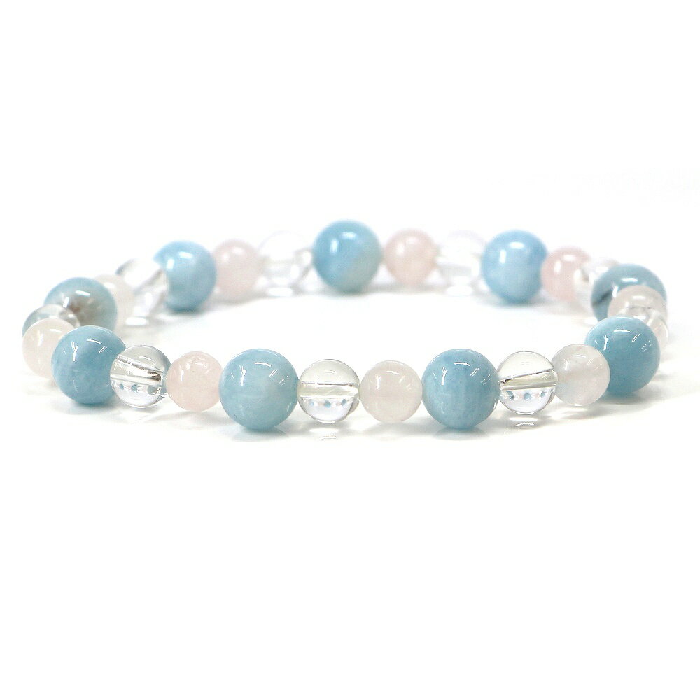 Rakuten - アクアマリン＆ローズクォーツのコンビブレスレット【天然石・パワーストーン・Bracelet恋愛運】