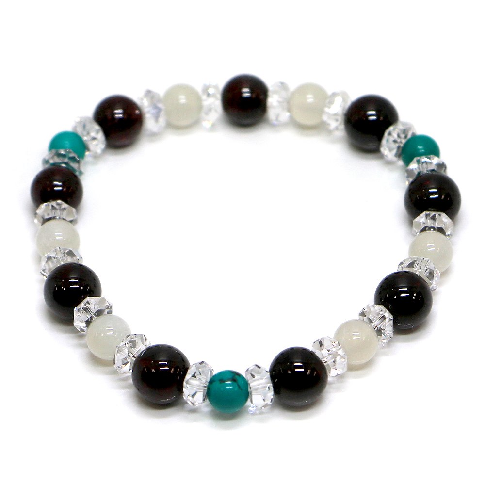 ガーネット＆ムーンストーンのコンビブレスレット【天然石・パワーストーン・Bracelet恋愛運】