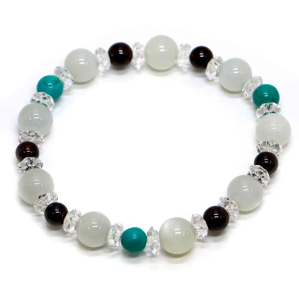 ムーンストーン＆ガーネットのコンビブレスレット【天然石・パワーストーン・Bracelet恋愛運】