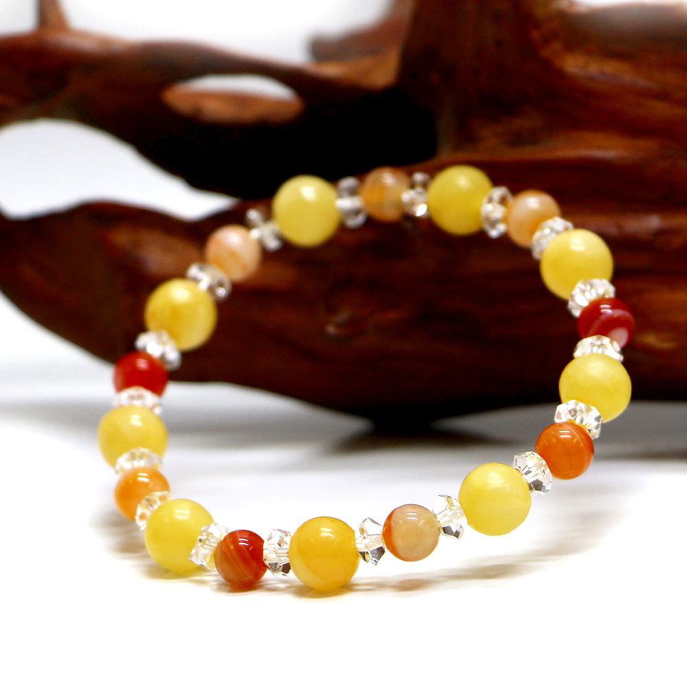 アラゴナイト・サードオニキスのコンビブレスレット【天然石・パワーストーン・Bracelet恋愛運】