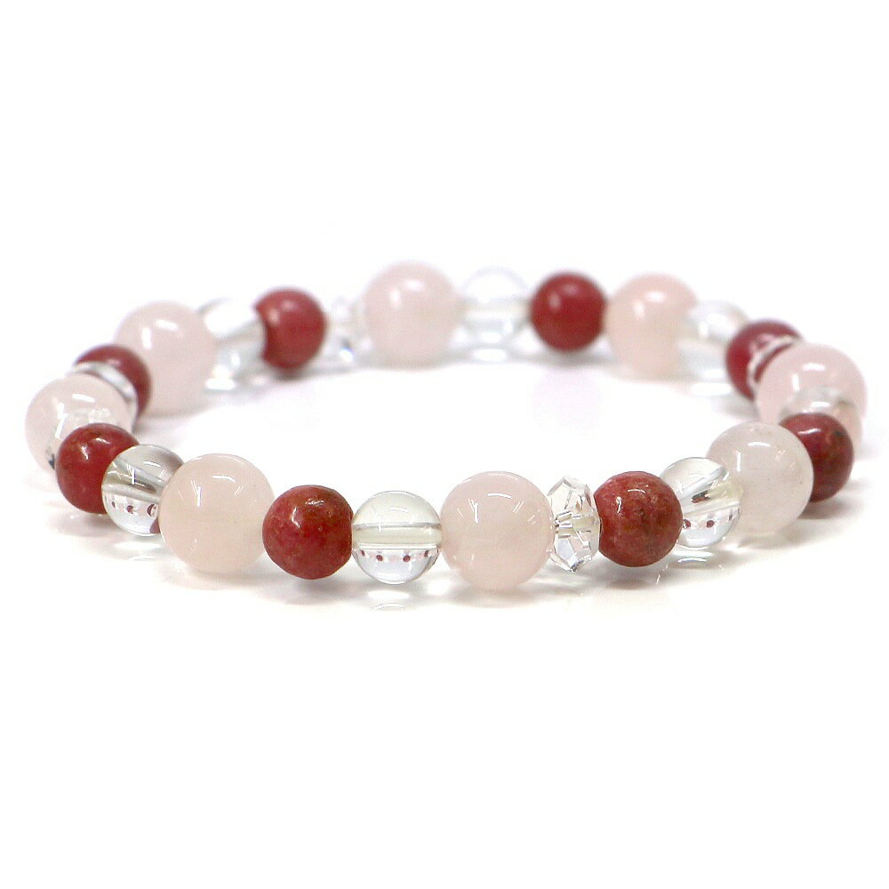 Rakuten - ローズクォーツ＆ロードナイトのコンビブレスレット【天然石・パワーストーン・Bracelet恋愛運】