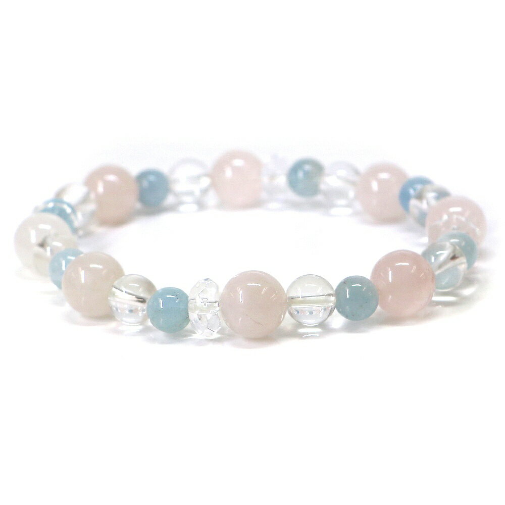 Rakuten - アクアマリン＆ローズクォーツのコンビブレスレット【天然石・パワーストーン・Bracelet恋愛運】