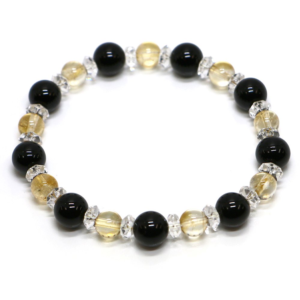 オニキス＆シトリンのコンビブレスレット【天然石・パワーストーン・Bracelet健康運・長寿のお守り】