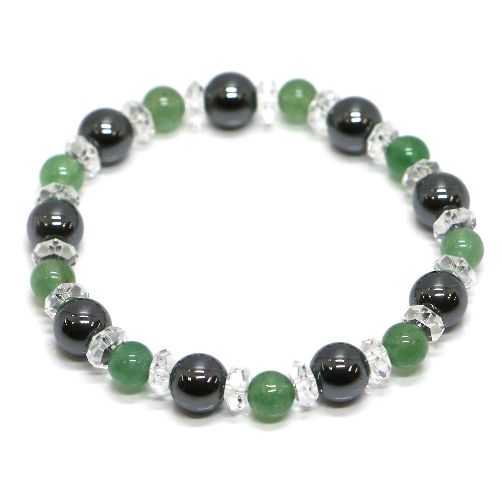 ヘマタイト＆アベンチュリンのコンビブレスレット【天然石・パワーストーン・Bracelet健康運・長寿のお守り】