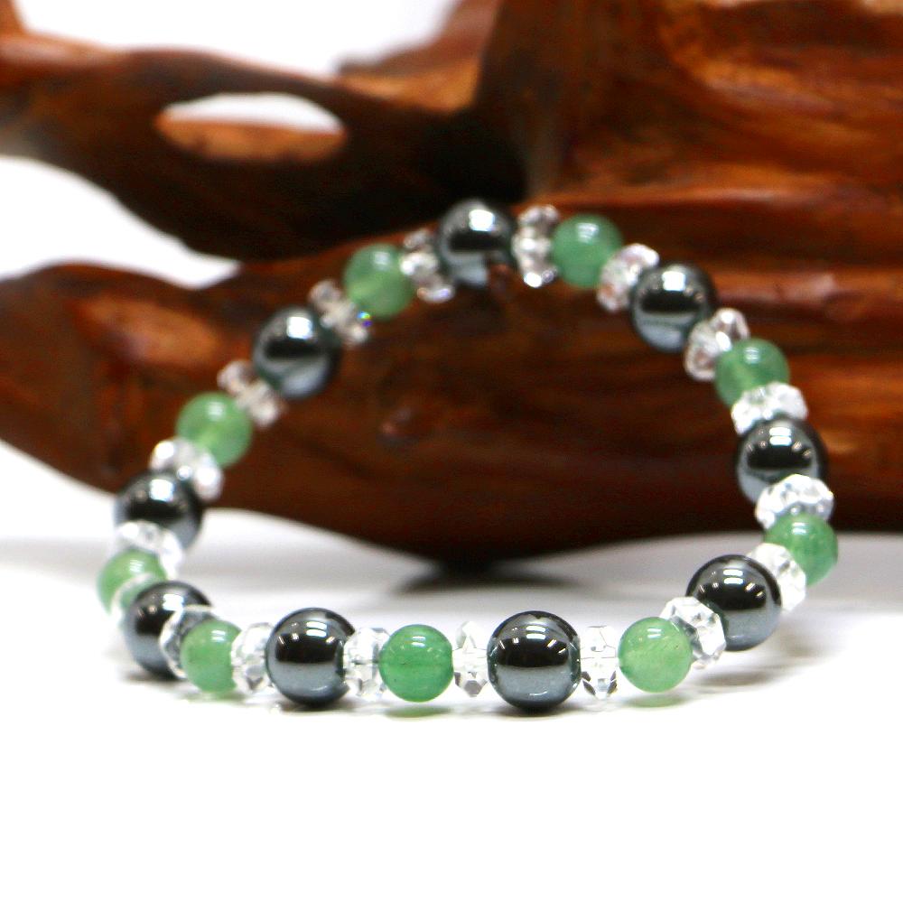 ヘマタイト＆アベンチュリンのコンビブレスレット【天然石・パワーストーン・Bracelet健康運・長寿のお守り】