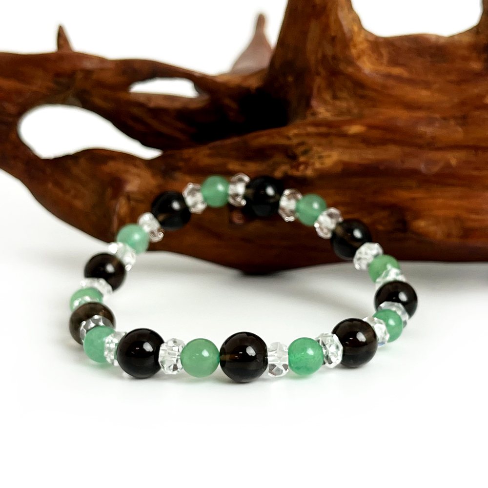 スモーキークォーツ＆アベンチュリンのコンビブレスレット【天然石・パワーストーン・Bracelet健康運・長寿のお守り】