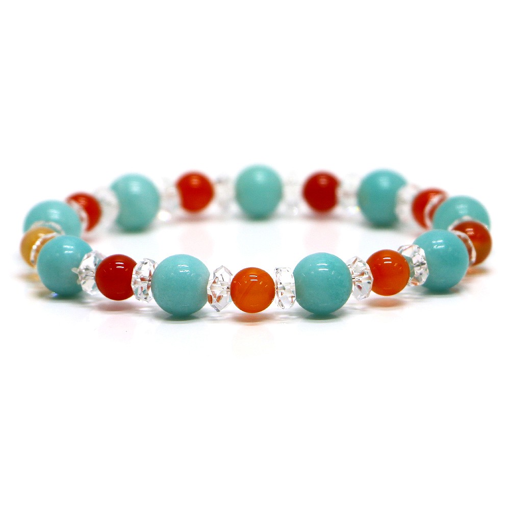楽天ジェムバザールアマゾナイト＆カーネリアンのコンビブレスレット【天然石・パワーストーン・Bracelet健康運・長寿のお守り】