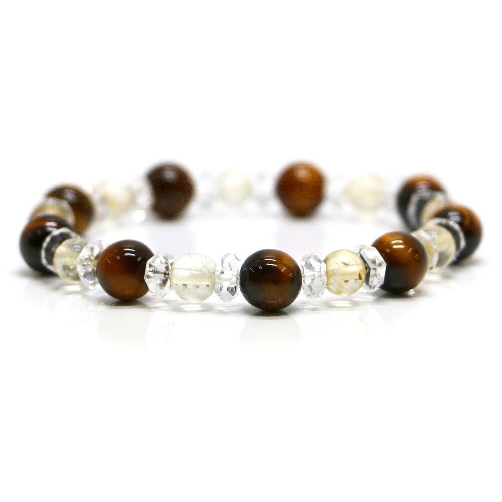 タイガーアイ＆シトリンのコンビブレスレット【天然石・パワーストーン・Bracelet金運・財運】