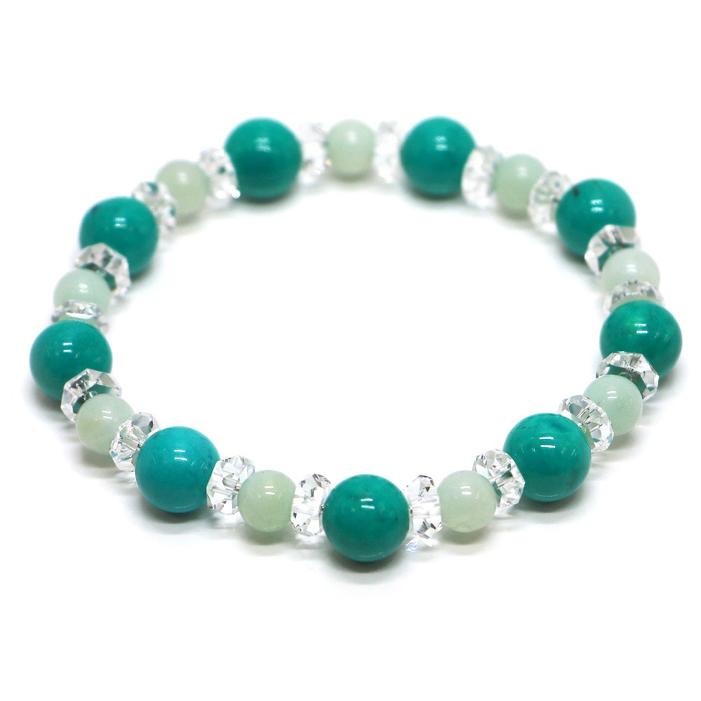 ターコイズ＆アマゾナイトのコンビブレスレット【天然石・パワーストーン・Bracelet金運・財運】
