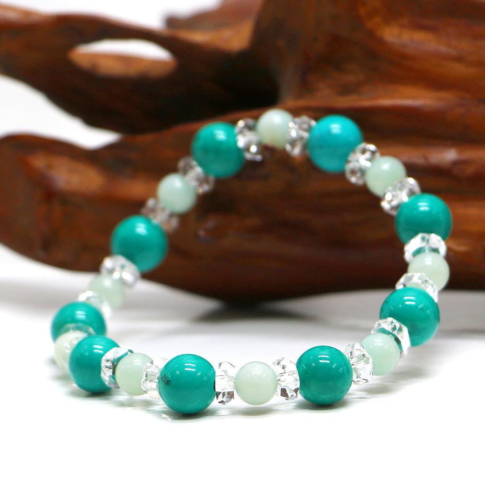 ターコイズ＆アマゾナイトのコンビブレスレット【天然石・パワーストーン・Bracelet金運・財運】