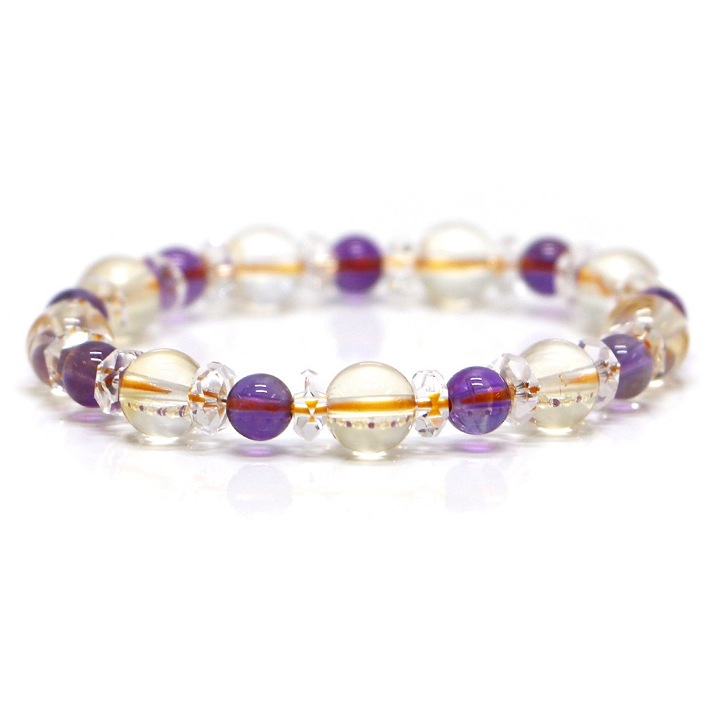 Rakuten - シトリン＆アメジストのコンビブレスレット【天然石・パワーストーン・Bracelet金運・財運】