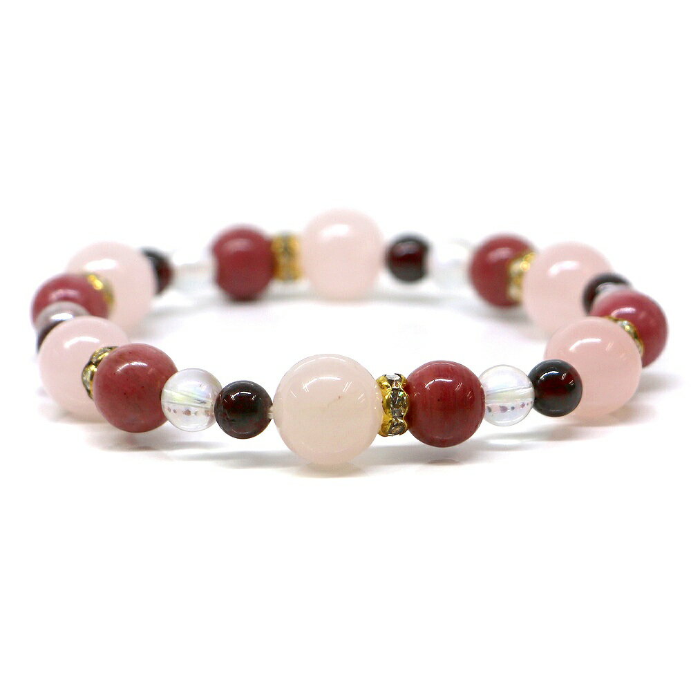 楽天ジェムバザールローズクォーツ＆ピーモンタイトのコンビブレスレット【天然石・パワーストーン・Bracelet恋愛運】