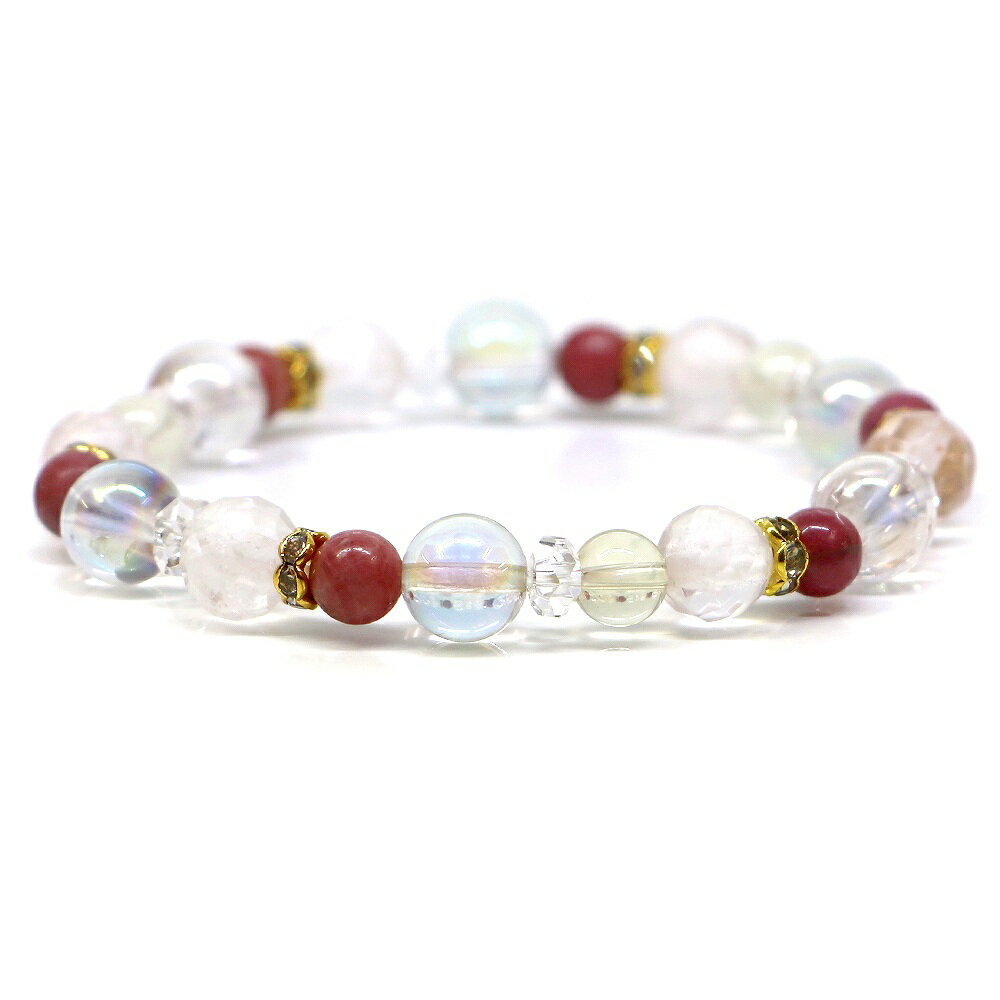 ローズクォーツ＆アクアオーラのコンビブレスレット【天然石・パワーストーン・Bracelet恋愛運】