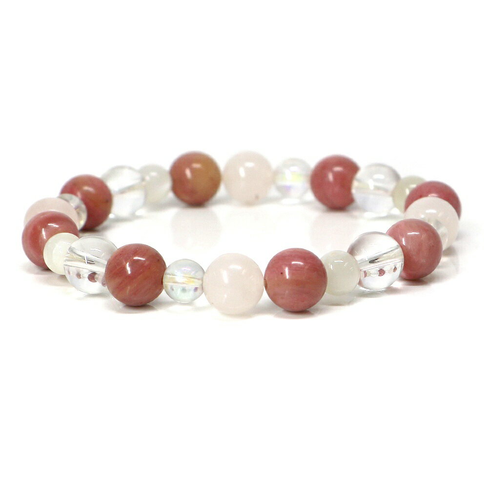 ローズクォーツ＆ピーモンタイトのコンビブレスレット【天然石・パワーストーン・Bracelet恋愛運】