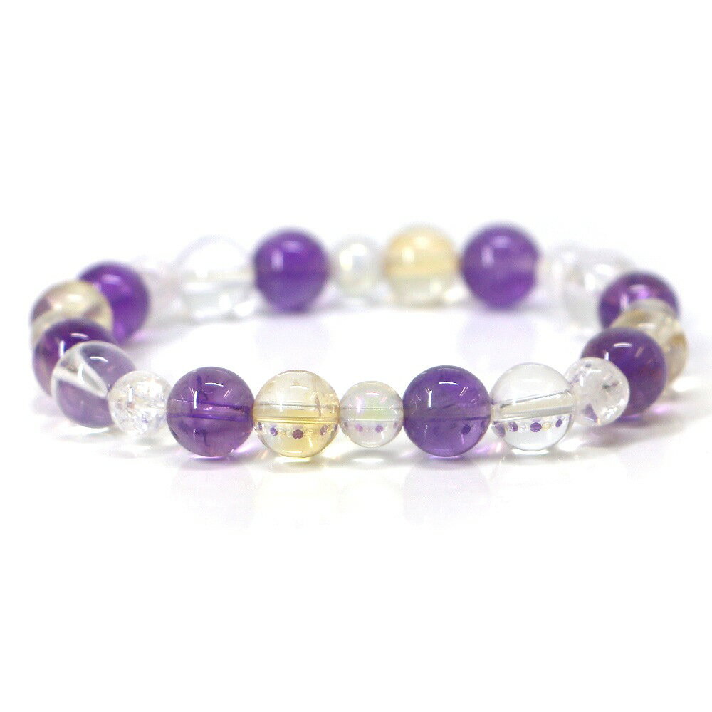 樂天商城 - シトリン＆アメジストのコンビブレスレット【天然石・パワーストーン・Bracelet 癒し】
