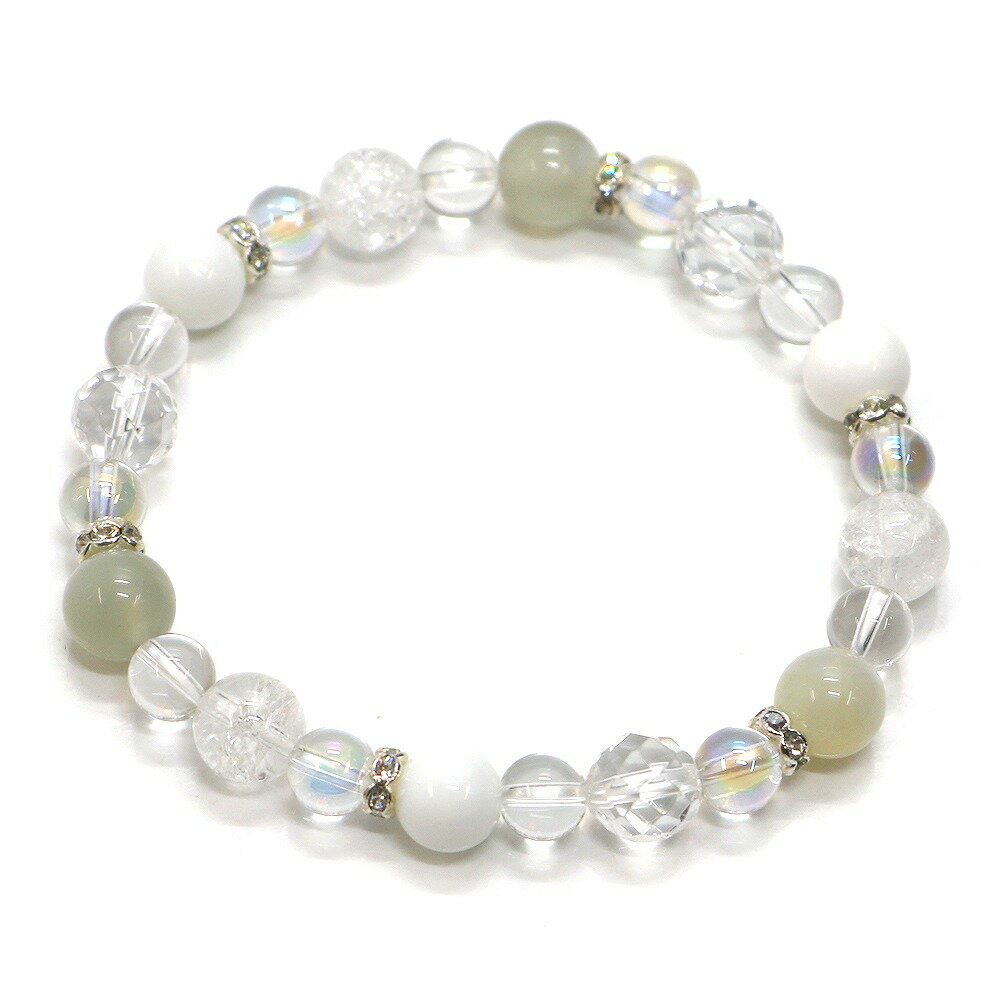 ムーンストーン＆ホワイトオニキスのコンビブレスレット【天然石・パワーストーン・Bracelet関係運・友達運】