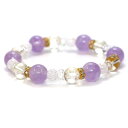 ラベンダーアメジスト&ゴールデンオーラのコンビブレスレット【天然石・パワーストーン・Bracelet関係運・友達運】