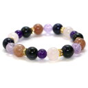 ブルータイガーアイ&アメジストのコンビブレスレット【天然石・パワーストーン・Bracelet恋愛運】