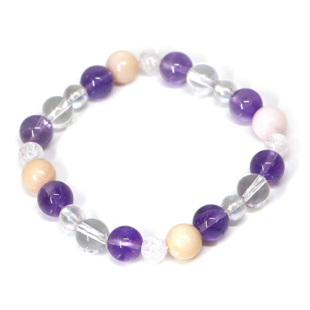 アメジスト＆ピンクオパールのコンビブレスレット【天然石・パワーストーン・Bracelet関係運・友達運】