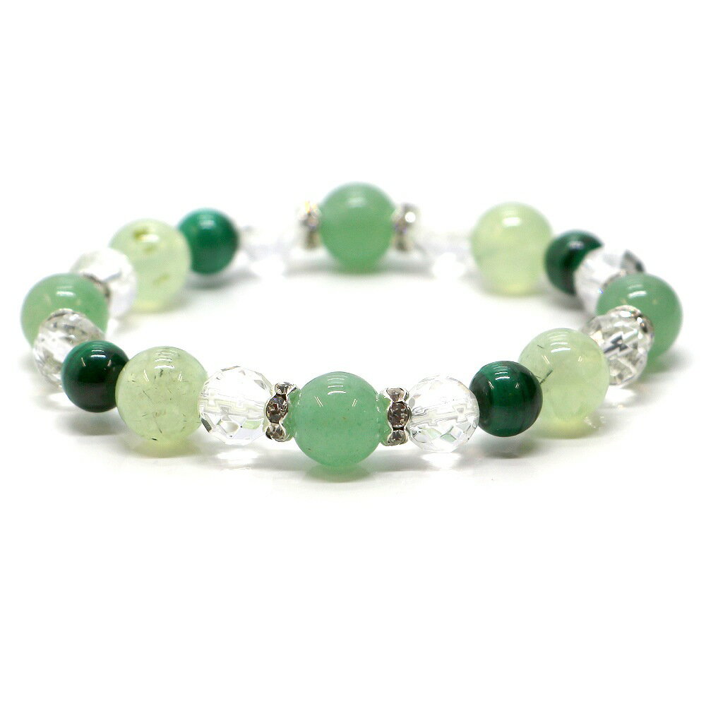 アベンチュリン＆プレナイトのコンビブレスレット【天然石・パワーストーン・Bracelet健康運・長寿のお守り】