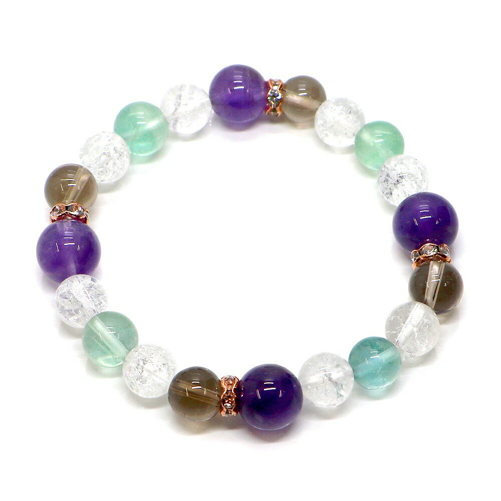アメジスト＆フローライトのコンビブレスレット【天然石・パワーストーン・Bracelet恋愛運】