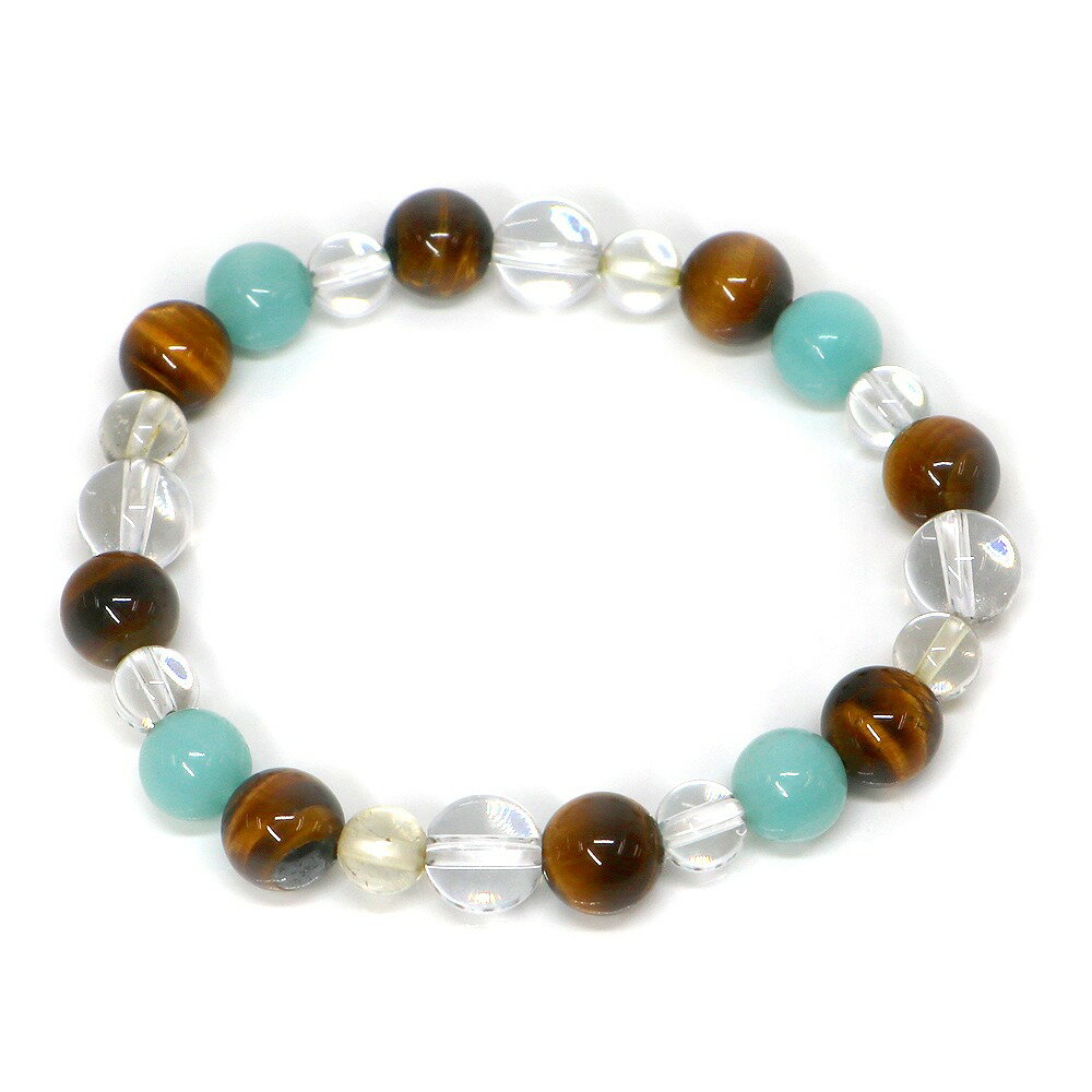 タイガーアイ＆アマゾナイトのコンビブレスレット【天然石・パワーストーン・Bracelet金運・財運】