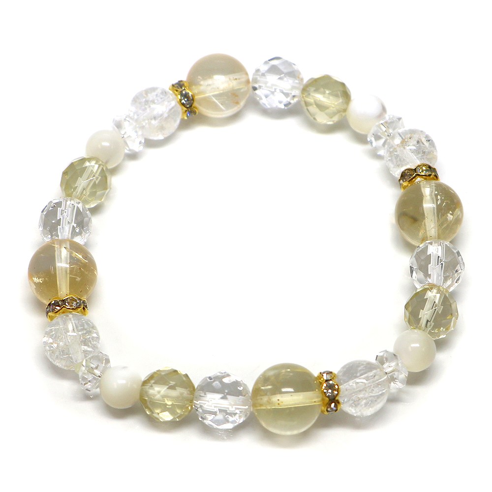 シトリン＆レモンクォーツのコンビブレスレット【天然石・パワーストーン・Bracelet金運・財運】