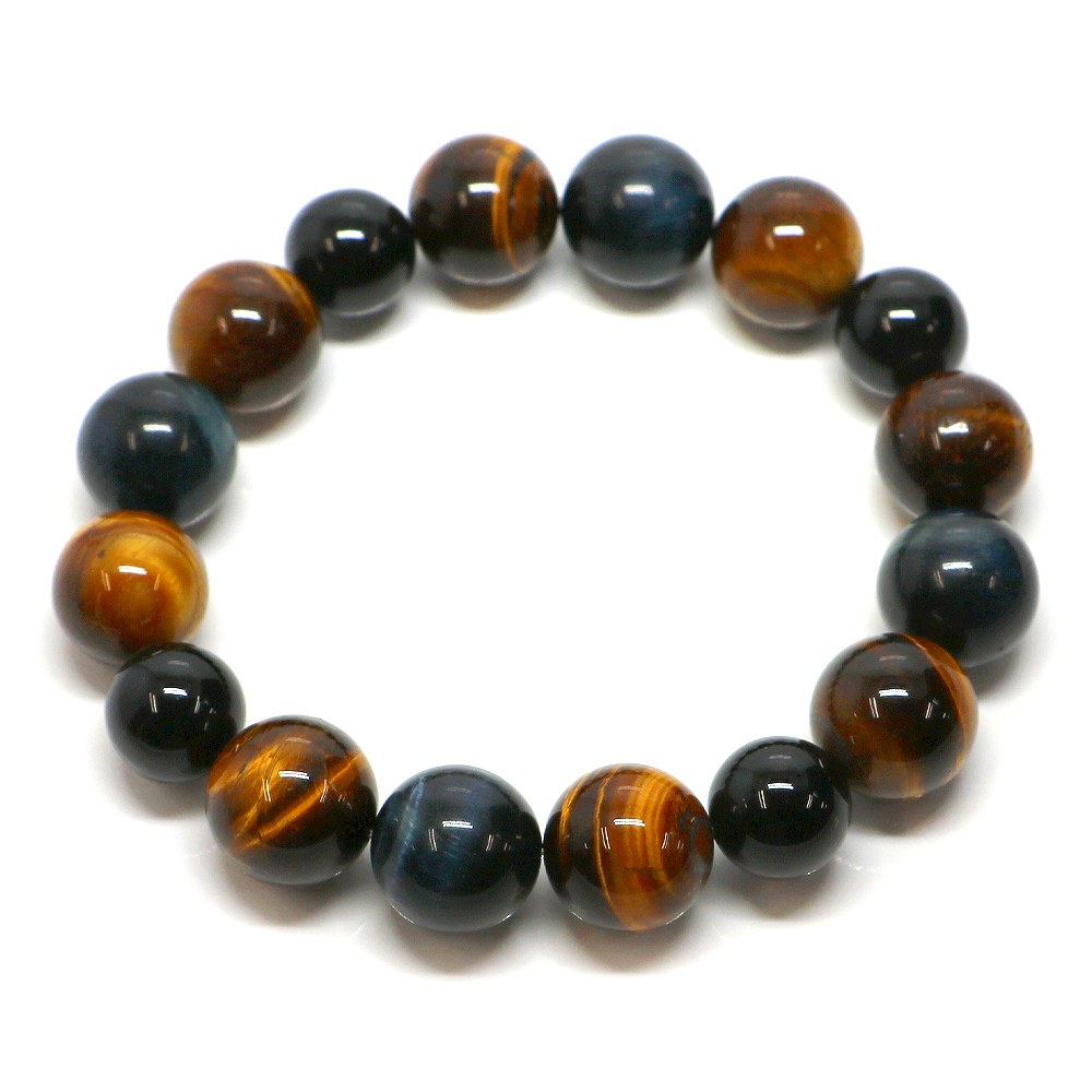 タイガーアイ＆ブルータイガーアイのコンビブレスレット【天然石・パワーストーン・Bracelet金運・財運】