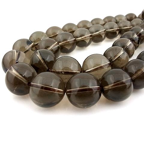 ○1連販売○スモーキークォーツ【丸玉】14mm【天然石 ビーズ パワーストーン】合計金額三千円以上でメール便、五千円以上で宅配便送料無料