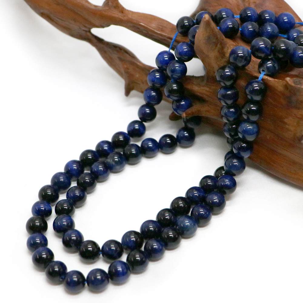 ○1連販売○ブルータイガーアイ（ブルー）【丸玉】8mm【天然石 ビーズ パワーストーン】