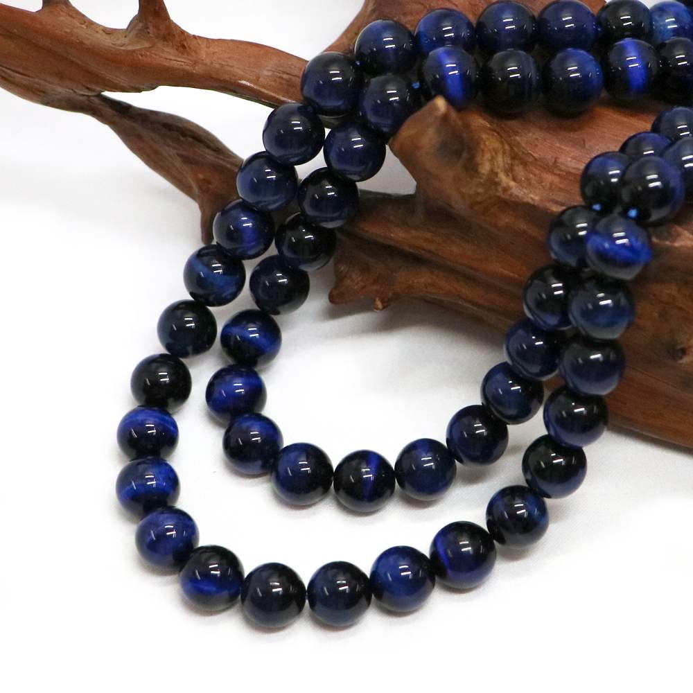 ○1連販売○ブルータイガーアイ（ブルー）【丸玉】10mm【天然石 ビーズ パワーストーン】