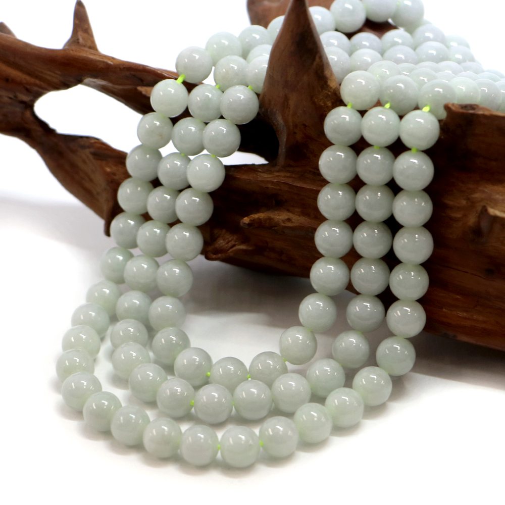 ○1連販売○翡翠（ミャンマージェイド）【丸玉】8mm【天然石 ビーズ パワーストーン】