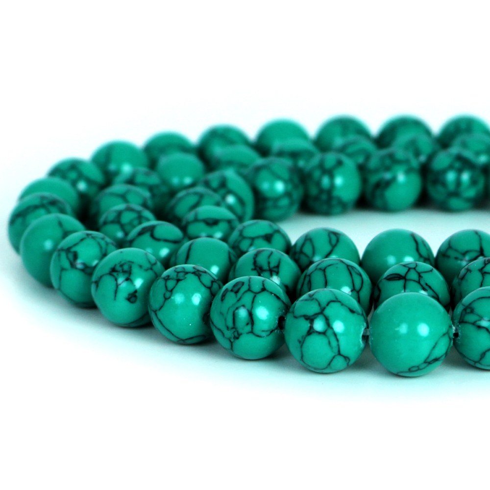 樂天商城 - ○1連販売○ハウライト フェイク ターコイズ(人工石 グリーン)【 丸玉】12mm【天然石 ビーズ パワーストーン】