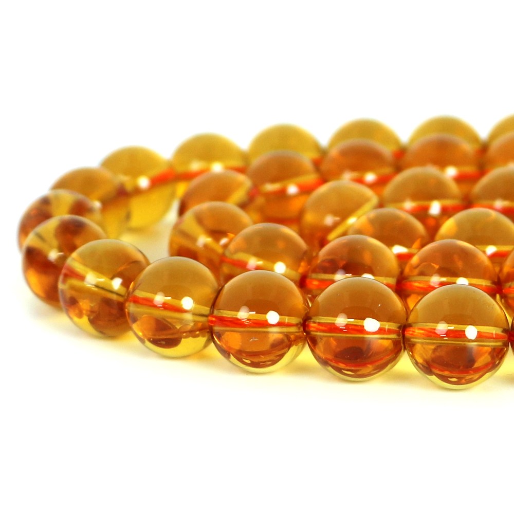 ○1連販売○イエロークォーツ（合成水晶）【丸玉】12mm【天然石 ビーズ パワーストーン】