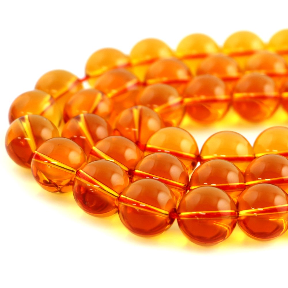 ○1連販売○イエロークォーツ（合成水晶）【丸玉】14mm【天然石 ビーズ パワーストーン】