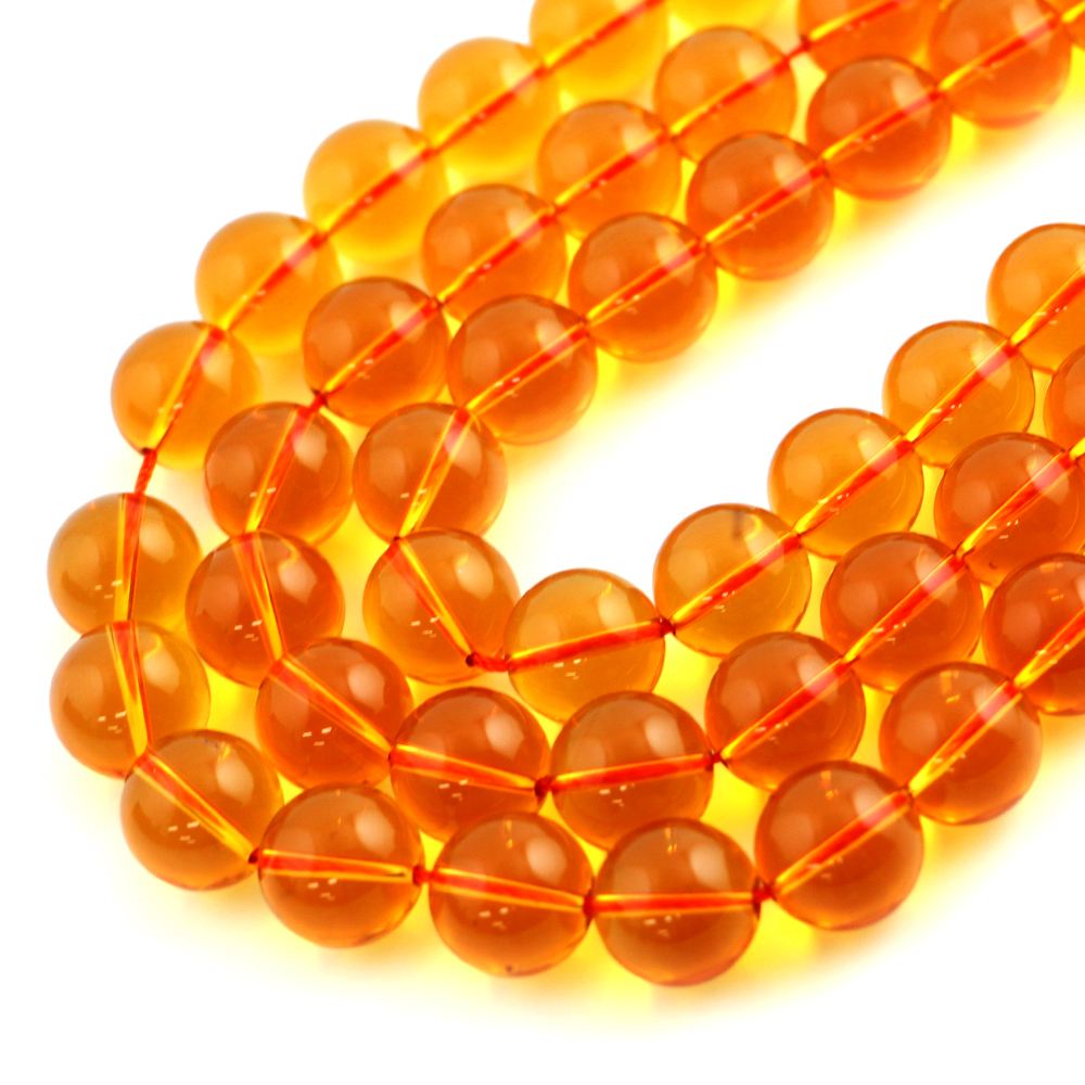 ○1連販売○イエロークォーツ（合成水晶）【丸玉】14mm【天然石 ビーズ パワーストーン】