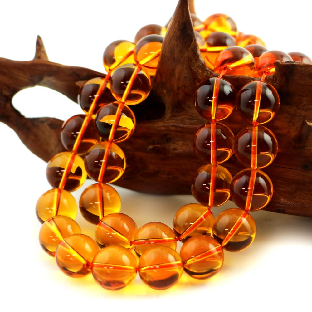 ○1連販売○イエロークォーツ（合成水晶）【丸玉】14mm【天然石 ビーズ パワーストーン】