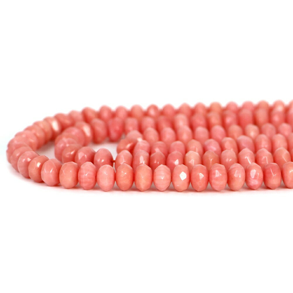 ○1連販売○コーラル（さんご・染め）ピンク【ボタンカット】4×7mm【天然石 ビーズ パワーストーン】