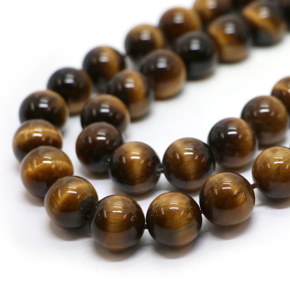 ○1連販売○タイガーアイ【丸玉】14mm【天然石 ビーズ パワーストーン】
