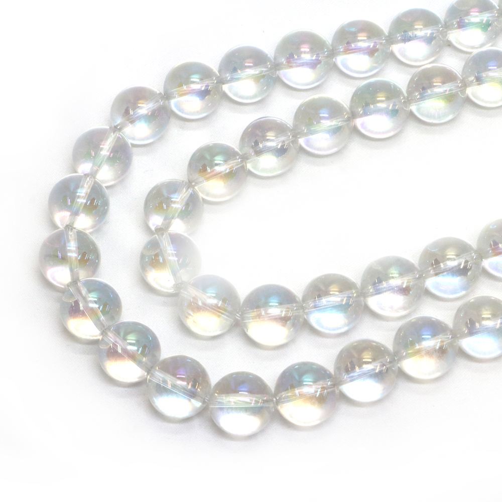 ○1連販売○アクアオーラ レインボーオーラ 【丸玉】10mm【天然石 ビーズ パワーストーン】