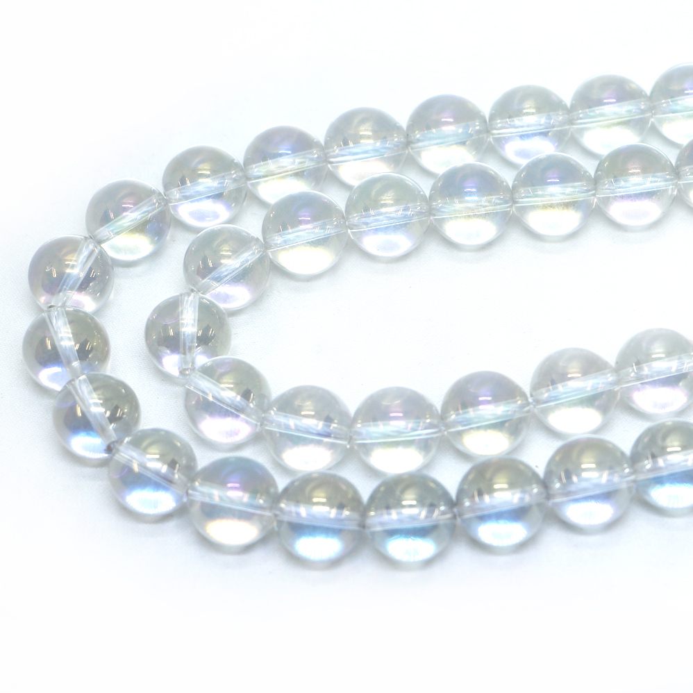 ○1連販売○アクアオーラ レインボーオーラ 【丸玉】12mm【天然石 ビーズ パワーストーン】