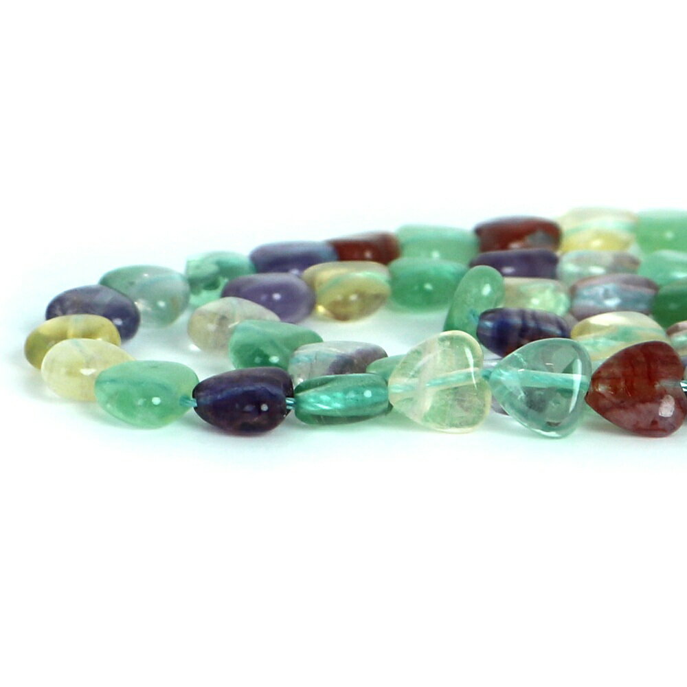 ○1連販売○フローライト【ハート】8mm（厚み5mm）【天然石 ビーズ パワーストーン】