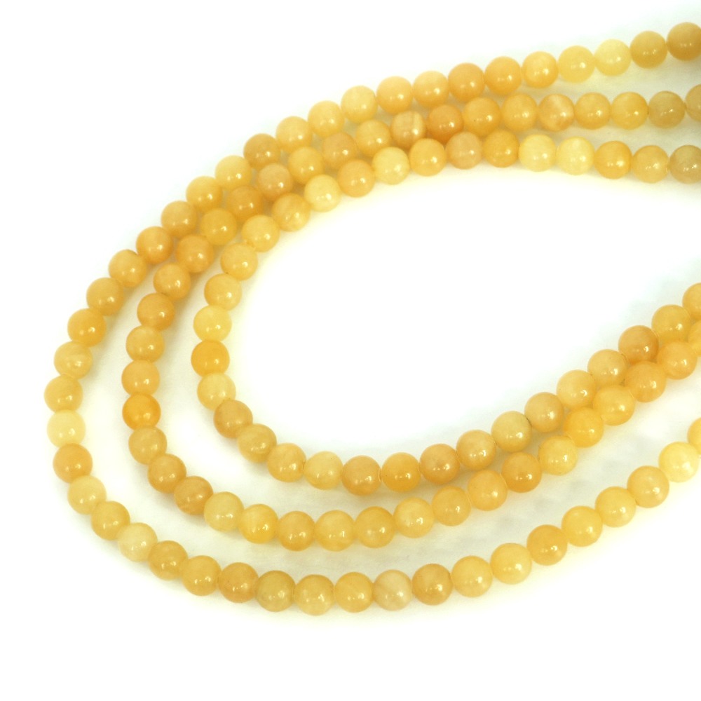 ○1連販売○イエローカルサイト【丸玉】6mm【天然石 ビーズ パワーストーン】