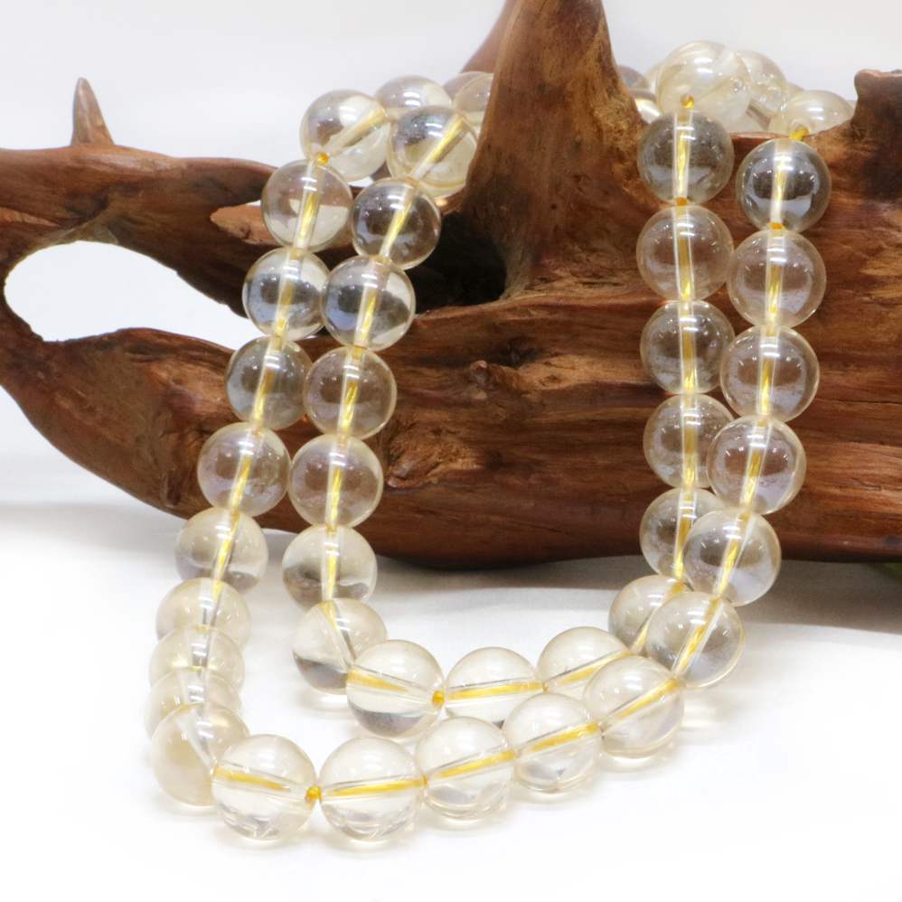 ○1連販売○ゴールデンオーラクリスタル（薄め）【丸玉】10mm【天然石 ビーズ パワーストーン】