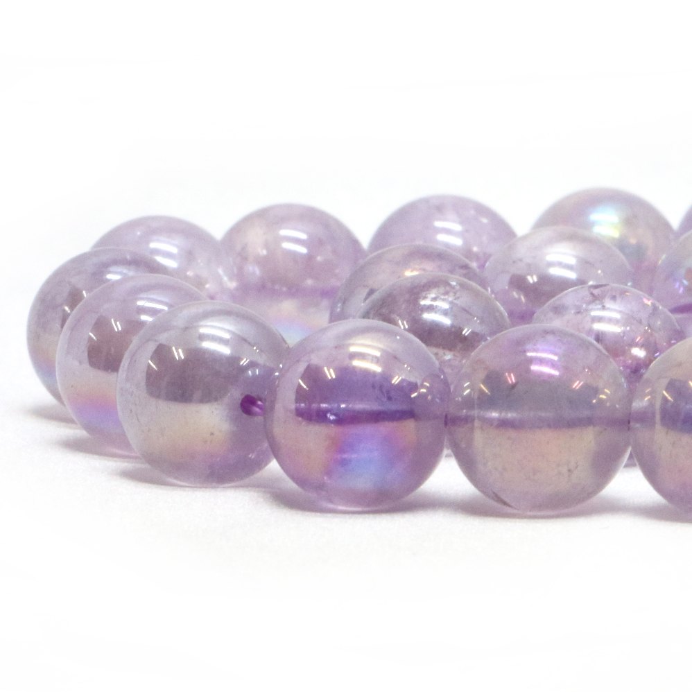Rakuten - ○1連販売○ラベンダーオーラクリスタル【丸玉】12mm【天然石 ビーズ パワーストーン】