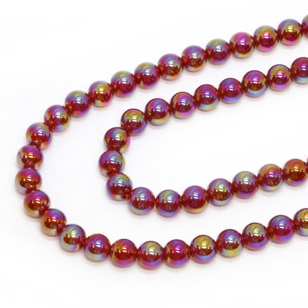 ○1連販売○レッドアゲートオーラ【丸玉】6mm【天然石 ビーズ パワーストーン】
