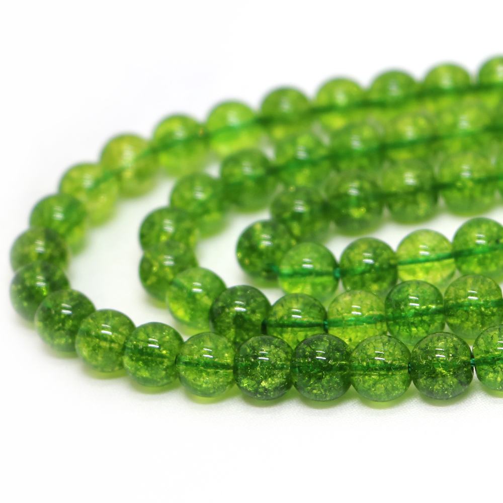 ○1連販売○クォーツ（染め）グリーン【丸玉】8mm【天然石 ビーズ パワーストーン】